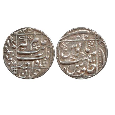 Aurangzeb, Silver Rupee, Junagadh Mint, ‘off flan’ RY 10 (KM 301.2). About Extremely Fine,