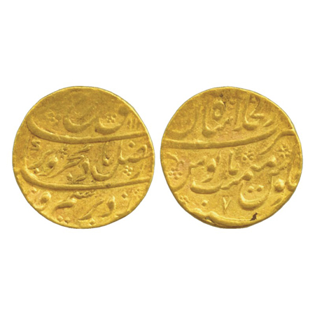 Farrukhsiyar, Gold Mohur, 10.86g, Dar-ul-Khilafat Shahjahanabad Mint, AH 113x / RY 7 (KM 3