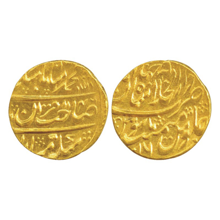 Muhammad Shah, Gold Mohur 11.06g, Dar-ul-Khilafat Shahjahanbad Mint, AH 1146 / RY 16 (KM 4