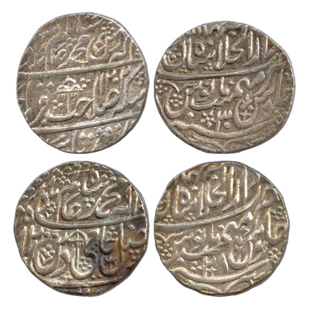 Shah Alam II, Silver Rupee,(2) Dar-ul-Khilafath Shah Jahanbad Mint, AH 1200 / RY 28 (KM 70