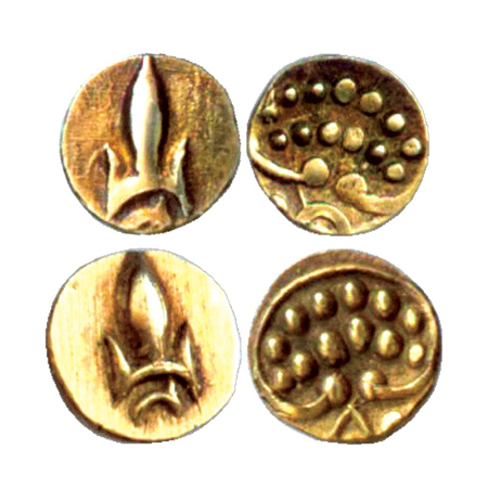 Maratha Confederacy, Getti Fanams of the rulers of Tanjore, Gold Fanam (2), 0.28g and 0.36