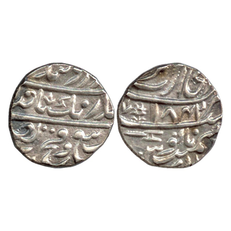 Sikh Empire, Silver Rupee, Amritsar Mint, Gobind Shahi couplet, AH 1842 / RY 3, Katar, lea