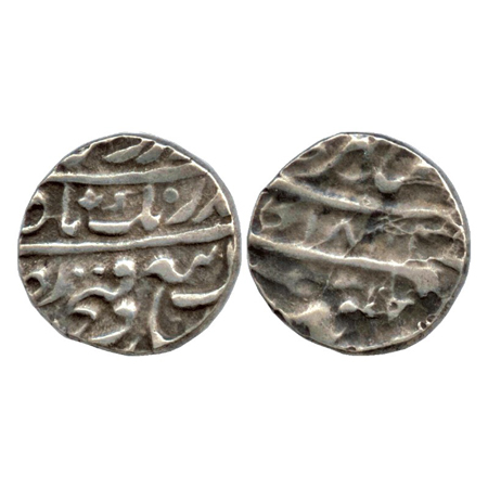 Sikh Empire, Silver Rupee, Anandgarh Mint, Gobind Shahi couplet, AH 1843 (KM 30). About Ve