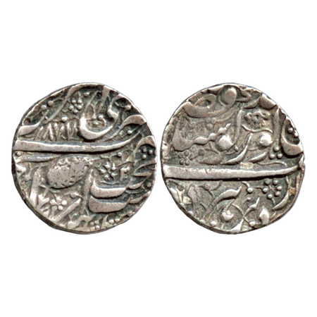 Sikh Empire, Ranjit Singh, Silver Rupee, Gobind Shahi couplet, VS 1877 / RY 2, with face l