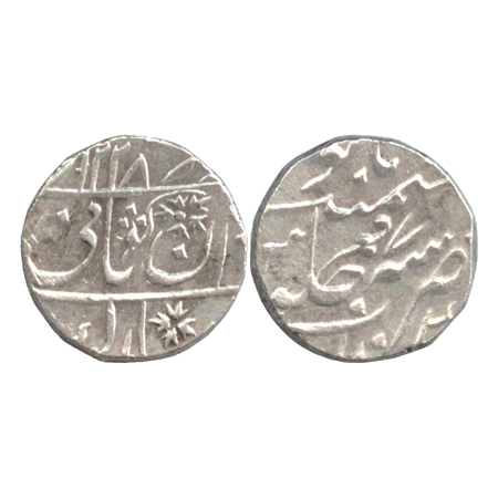 Gwalior, Daulat Rao, Silver Rupee in the name of Muhammad Akbar II, AH 1228 / RY 7. Obv: f