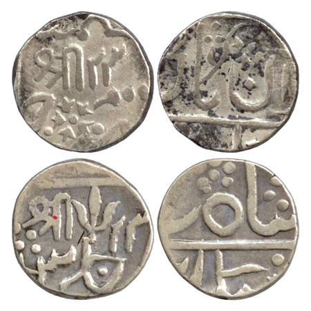 Gwalior, Baija Bai, Silver Rupee (2), Gwalior Fort Mint, Nagari Sri, RY 23, five flowered 
