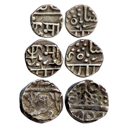 Gwalior (3), Madho Rao (1886-1925 AD) Silver ¼ Rupee (2) and Rupee, Lashkar Mint, in the n
