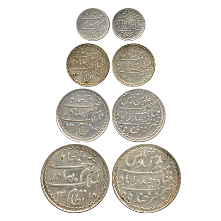 Hyderabad, (4), Mir Mahbub Ali Khan II, (1869-1911 AD) Provisional issue, Silver 1/8 Rupee