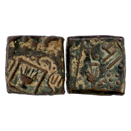 Lunawada, Wakhat Singh, (1867 - 1929 AD), Copper Paisa, Obv: open hand, Rev: Nagri word “M