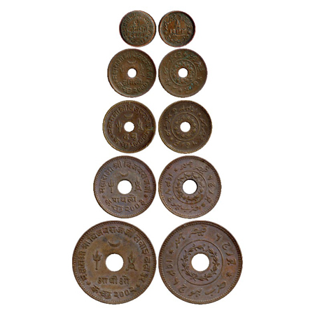 Kutch (5), Vijayarajji (1942-1948 AD), Copper Trambiya, VS 2000, AD 1943, Dhinglo VS 2000,