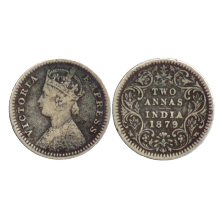 Victoria Empress, Silver 2 Annas, Calcutta Mint, 1879, B/II/'C' incused, (PR 494). Very Fi