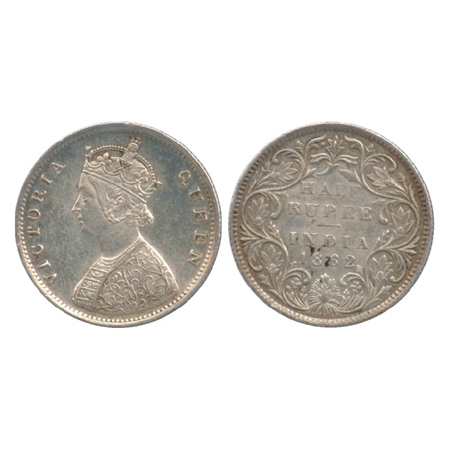 Victoria Queen, Silver ½ Rupee, Bombay Mint, 1862, B1/II (PR 258). Extremely Fine, Rare.