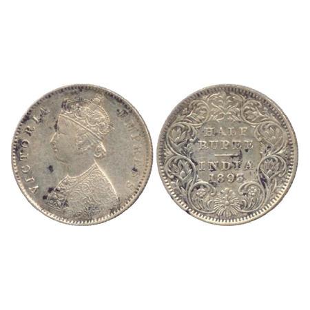 Victoria Empress, Silver ½ Rupee, Calcutta Mint, 1893, A/I/C incused (PR 277). About Very 