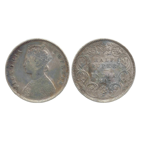 Victoria Empress, Silver ½ Rupee, Calcutta Mint, 1897, A/I/C incused (PR 280). Very Fine, 