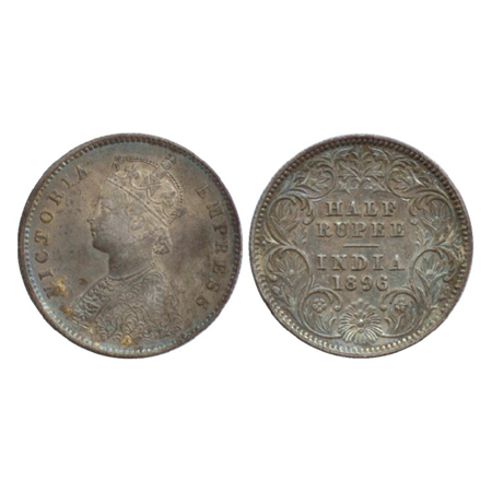 Victoria Empress, Silver ½ Rupee, Calcutta Mint, 1896, A/I/C incused (PR 279). Very Fine, 