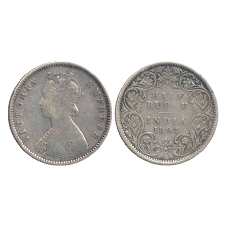 Victoria Empress, Silver ½ Rupee, Bombay Mint, 1897, A/I/B' incused (PR 305). About Very F