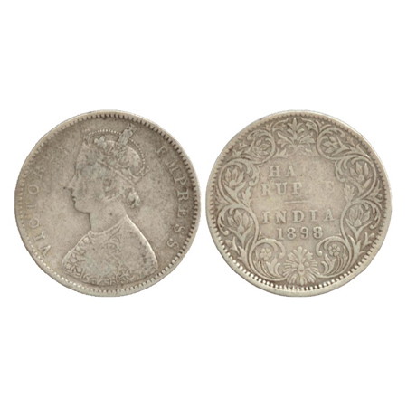 Victoria Empress, Silver ½ Rupee, Bombay Mint, 1898, A/I/B' incused (PR 306). Fine +, Scar