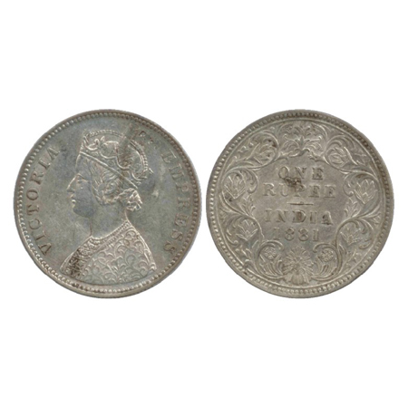 Victoria Empress, Silver Rupee, Calcutta Mint, 1881, A1/I/'C' incused (PR 119). About Extr
