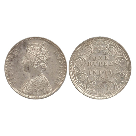 Victoria Empress, Silver Rupee, Bombay Mint, 1883, A3/I/'B' raised and dot (PR 163). A UNC