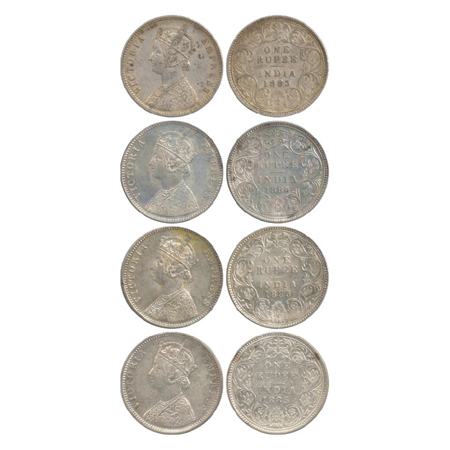 Victoria Empress, Silver Rupee (4), Calcutta Mint, 1885, A1/I/'C' incused (PR 124), Bombay