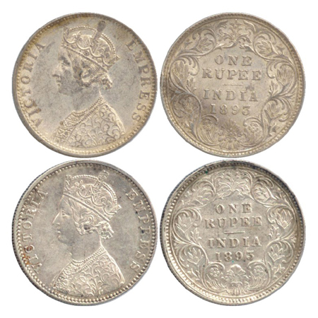 Victoria Empress, Silver Rupee (2), Calcutta Mint, 1893, C3/I/'C' incused (PR 134), Bombay