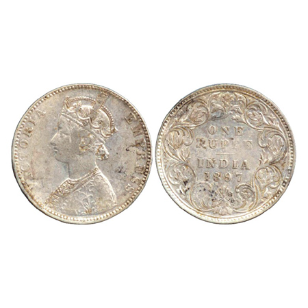 Victoria Empress, Silver Rupee, Bombay Mint, 1897, C2/I/'B' incused (PR 183). About Very F