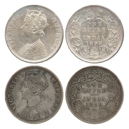 Victoria Empress, Silver Rupee (2), Calcutta Mint, 1898, C3/I/'C' incused (PR 137), Bombay