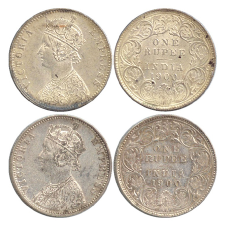 Victoria Empress, Silver Rupee (2), Calcutta Mint, 1900, C3/I/'C' incused (PR 138), Bombay