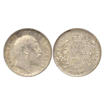 Edward VII, Silver ½ Rupee, Calcutta Mint, 1907, no mm (PR 311). Extremely Fine+, Scarce.