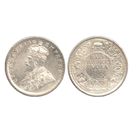 George V, Silver ½ Rupee, Calcutta Mint, 1930, no dot, (PR 332). UNC, Scarce.