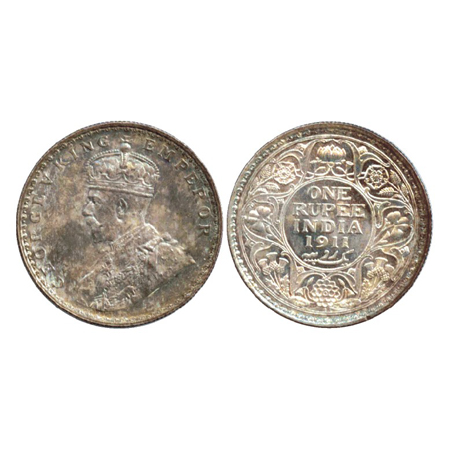 George V, Silver Rupee, Bombay Mint, 1911, dot, Pig Rupee, (PR 217). UNC with Lasted, Rare