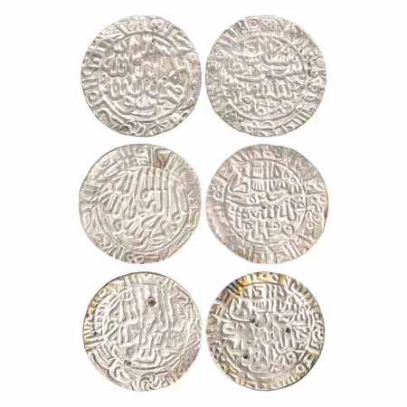 Suris - Sher Shah (1538-1545 AD), Silver Rupees (3), mintless circular areas type, AH 949,