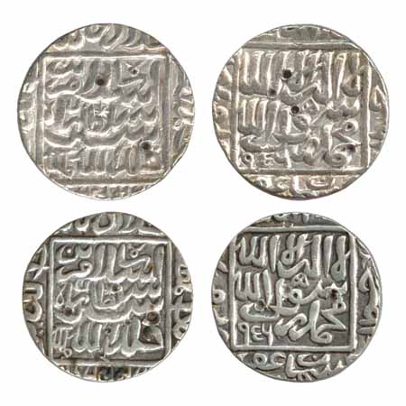 Suris - Islam Shah (1545-1552 AD), Silver Rupees (2), mintless type, AH 956, both sides le