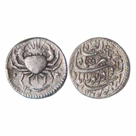 Jahangir (1605-1627), Silver Zodiacal Rupee, 'Cancer' sign, Ahmedabad Mint, AH1027 / RY13,