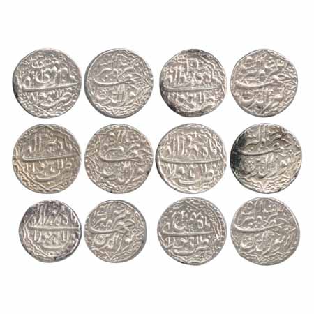 Jahangir, Silver Rupee (6), Lahore Mint, Ardibihisht RY 8, Khurdad RY 10, Tir RY 10, Shahr