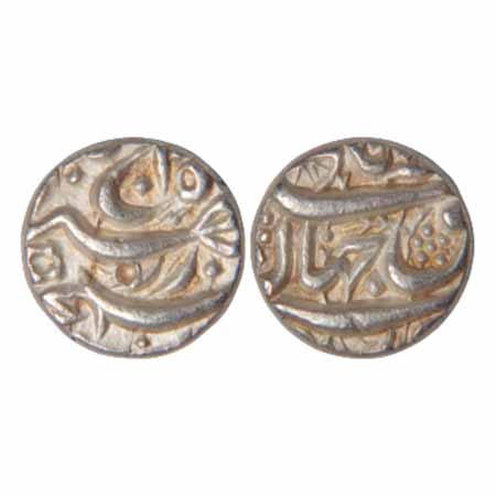 Jahangir (1605-1627) in rebellion, Silver ½ Rupee, anonymous issue struck at Allahabad, 5.