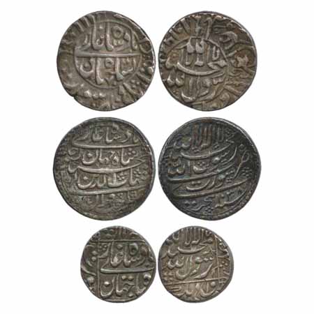 Shah Jahan (3), Surat Mint, Silver Rupees (2), AH 1038/RY Ahd, (KM 222.13), AH 1068/RY 31,