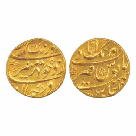 Aurangzeb, Gold Mohur, Aurangabad Mint, AH 1082/RY 15, 10.99g, (KM 315.10). Uncirculated, 