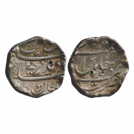 Aurangzeb, Silver Rupee, Nusaratabad Mint, AH 1106/RY 3X, punches on border. (KM 300.68). 