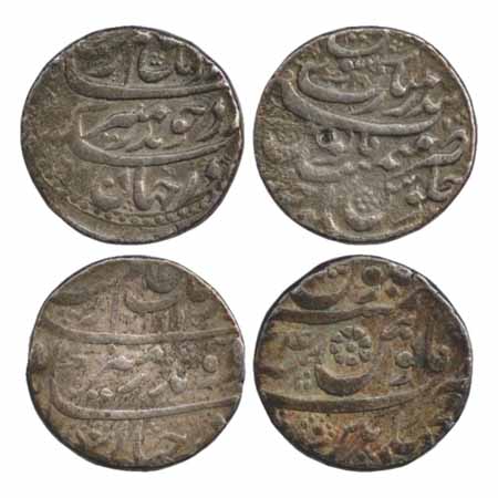 Aurangzeb, Silver Rupees (2), Bandari-i-Mubarak Surat Mint, AH 1069/RY Ahd (KM 300.85) and