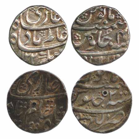 Shah Alam Bahadur, Silver Rupees (2), Allahabad Mint, AH 1122/RY 4, (KM 347.3) and Lakhnau