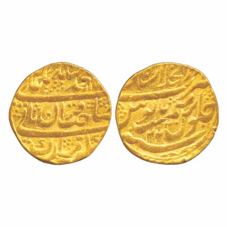 Muhammad Shah, Gold Mohur, Dar ul Khilafat Shahjahanabad Mint, 10.80g, AH 115X/RY 22, (KM 