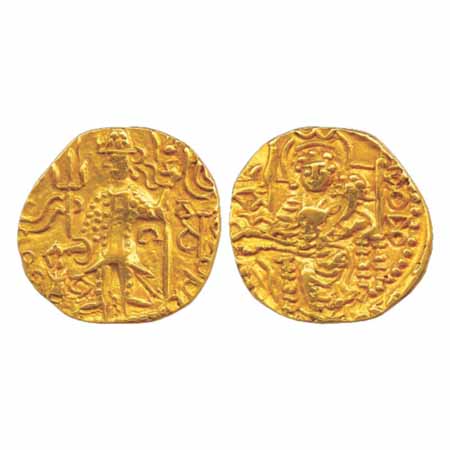 Kushans, temp. Vasudeva II/Kanishka III (c.250-300AD), Gold Dinara, Goebl-577 (attributed 