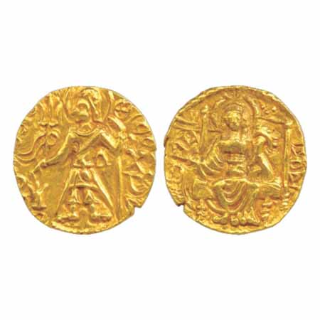 Kushan-Derivative Coinage, Gangetic Valley (Varanasi-Allahabad area), Gold Dinara of 'Mash