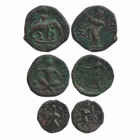 (A) Kushan Empire, Copper Tetradrachm of Huvishka (c. 150-180 AD), 11.12g. Obv: king mount