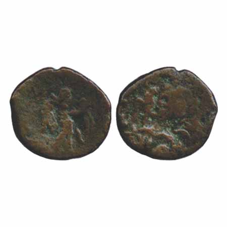 Western Kshatrapas, Abheraka, Copper, 5.66g. Obv: Winged nike standing to right, holding w