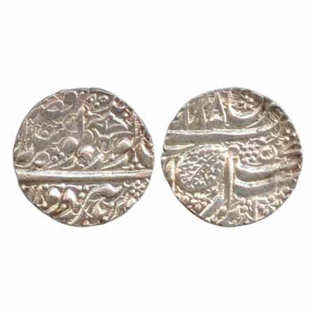 Sikh Empire, Dulip Singh (1843-1849 AD), Silver Rupee, Amritsar Mint VS (18)95, lazy W ben