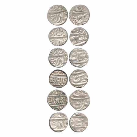 Jind, Silver Rupees (6), Gajpat Singh, Fateh Singh, Sangat Singh, Sarup Singh, Raghubir Si