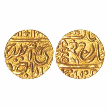 Jodhpur, Umaid Singh (1918-1947 AD), Gold ½ Mohur, 5.5g. Obv: Shri Mataji in Devanagari. R