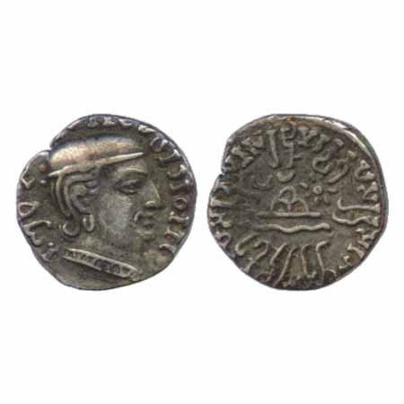 Western Kshatrapa, Rudrasena I (AD 121-122), as Kshatrapa, Silver Drachm, date Saka 120. V
